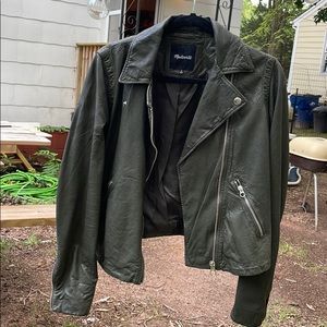 Madewell Washed Leather Jacket Forest Green